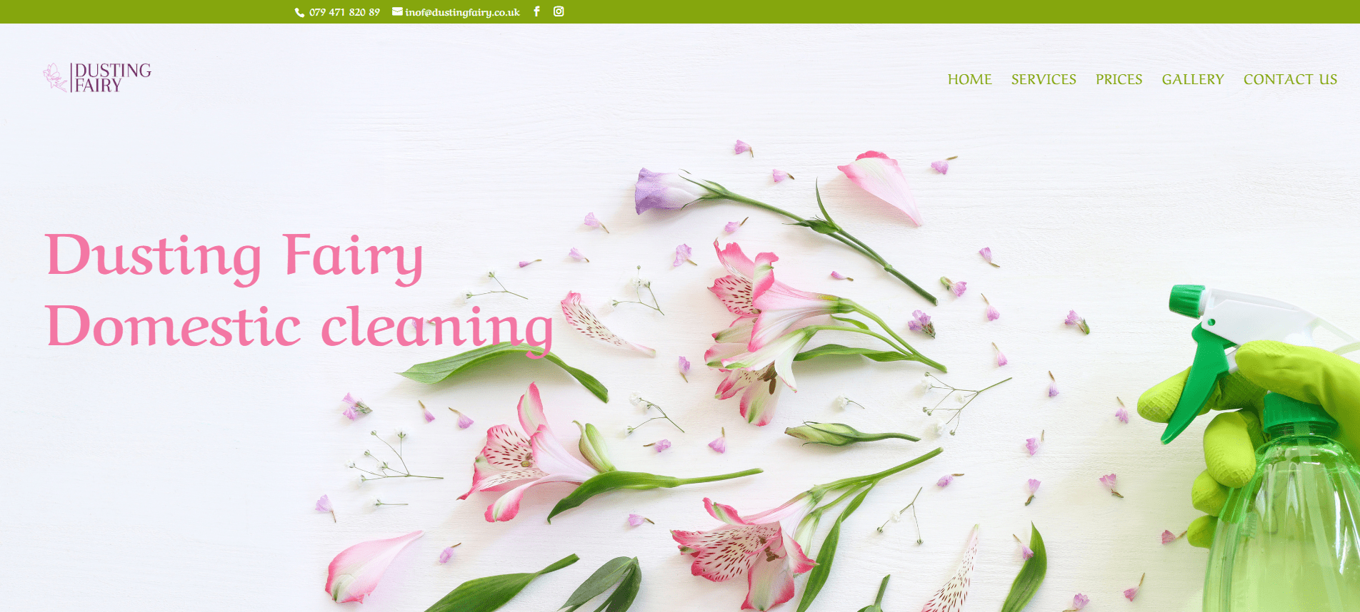 Dusting Fairy Cleaning website mockup